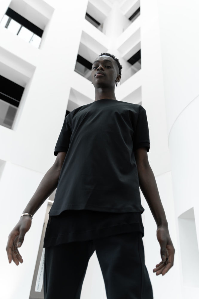 T shirt classique coton interlock bio noir broderie 3D